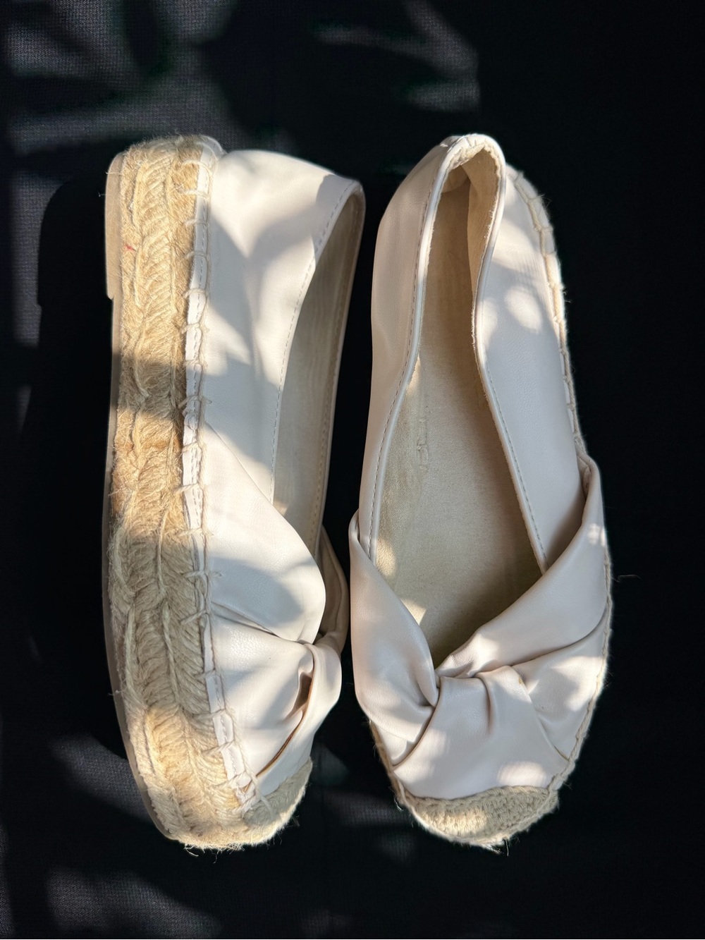 stradivarius Cream Espadrille Flats with Knotted Upper